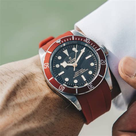 tudor black bay red rubber strap|tudor rubber strap 22mm.